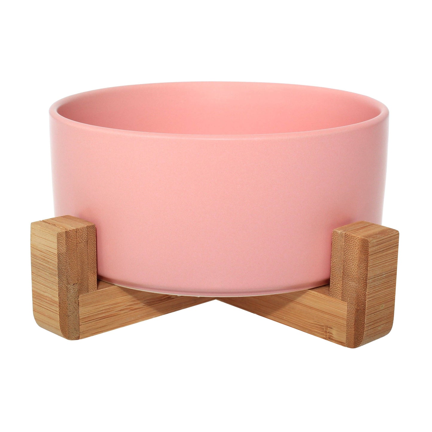 Pet Wiz - Ceramic Bowl with Bamboo Stand for Dogs & Cats - 7 Colours - Marble Effect - Grey