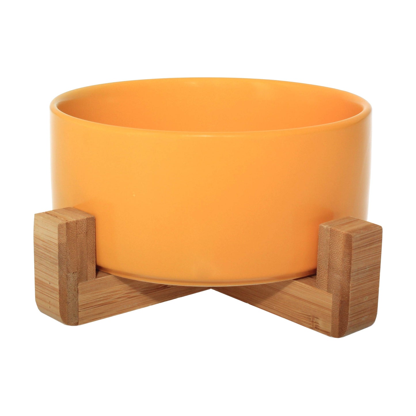 Pet Wiz - Ceramic Bowl with Bamboo Stand for Dogs & Cats - 7 Colours - Marble Effect - Grey