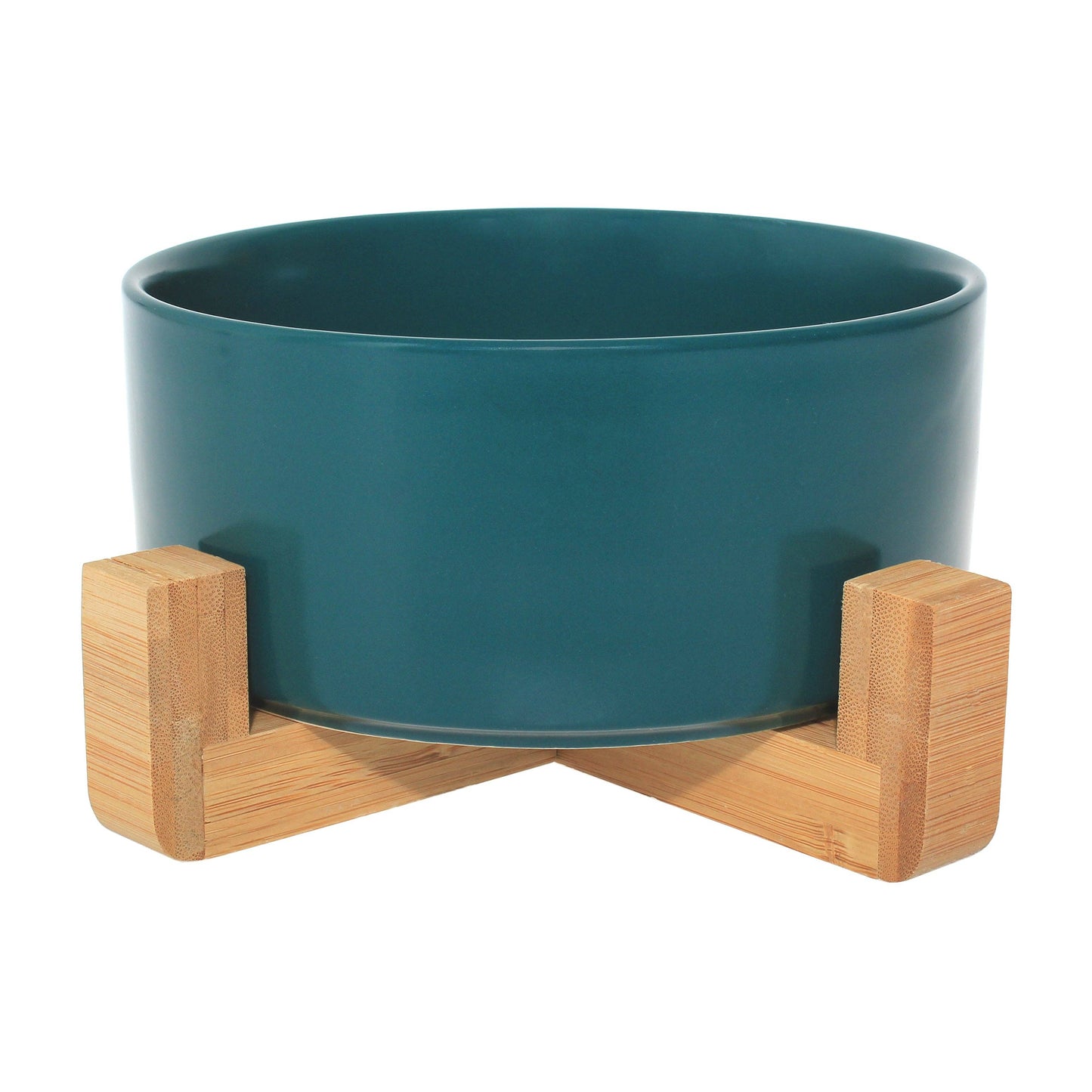 Pet Wiz - Ceramic Bowl with Bamboo Stand for Dogs & Cats - 7 Colours - Marble Effect - Grey