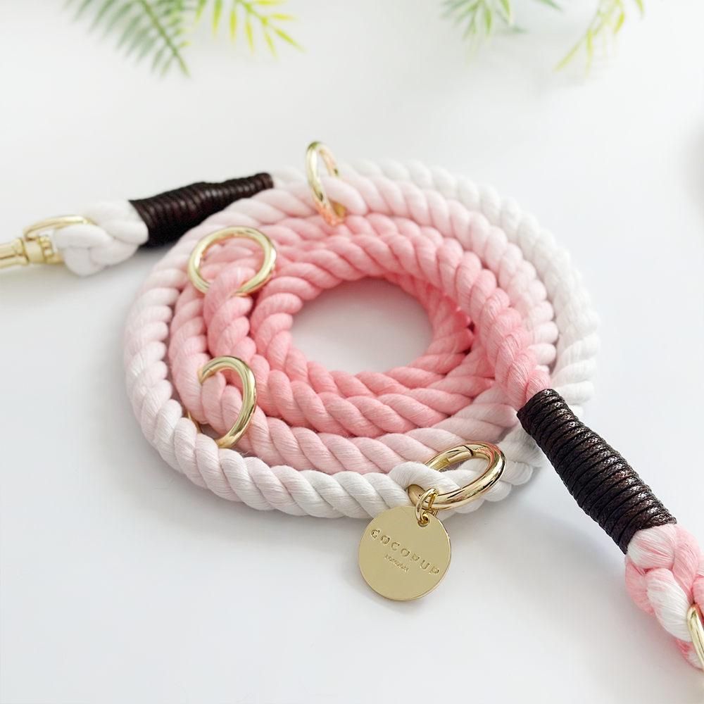 Cocopup London - Double Ended Rope Lead - Baby Pink
