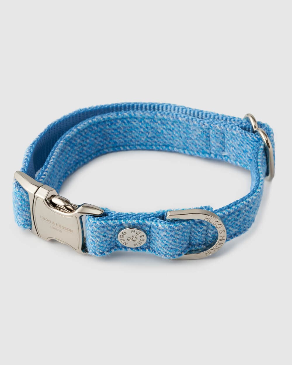 Hugo & Hudson - Blue Luxury Tweed Dog Collar - L