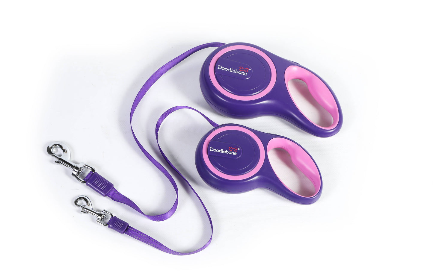 Doodlebone - Retractable Dog Lead - Violet/blush / 8m