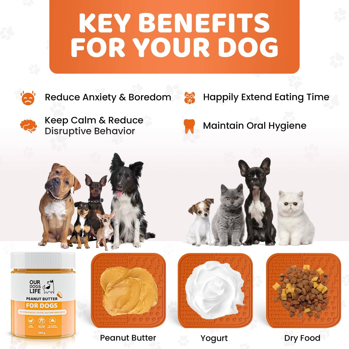OurPetsLife - Lick Mat For Dogs with Spreader & Brush