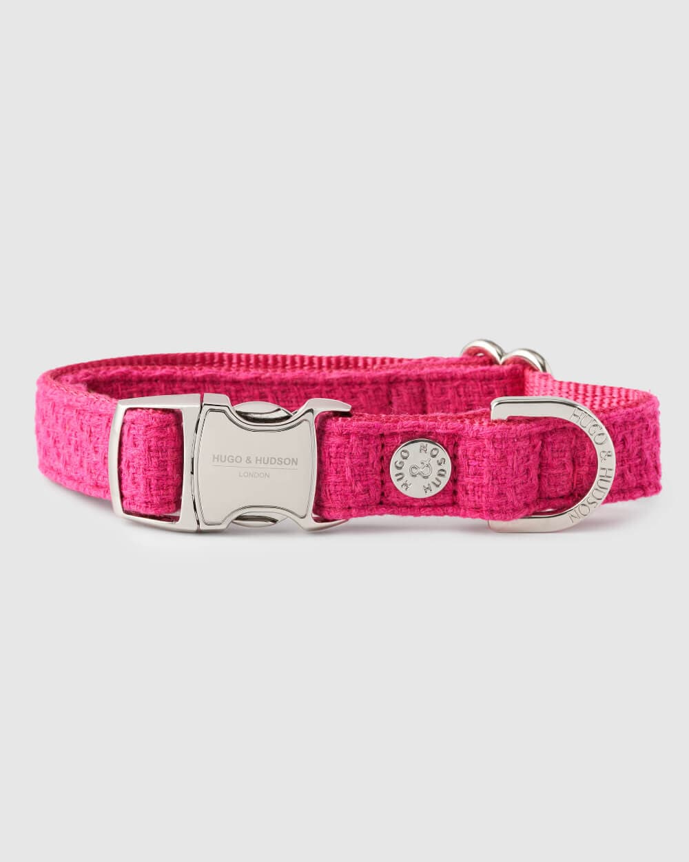 Hugo & Hudson - Pink Luxury Tweed Dog Collar - M
