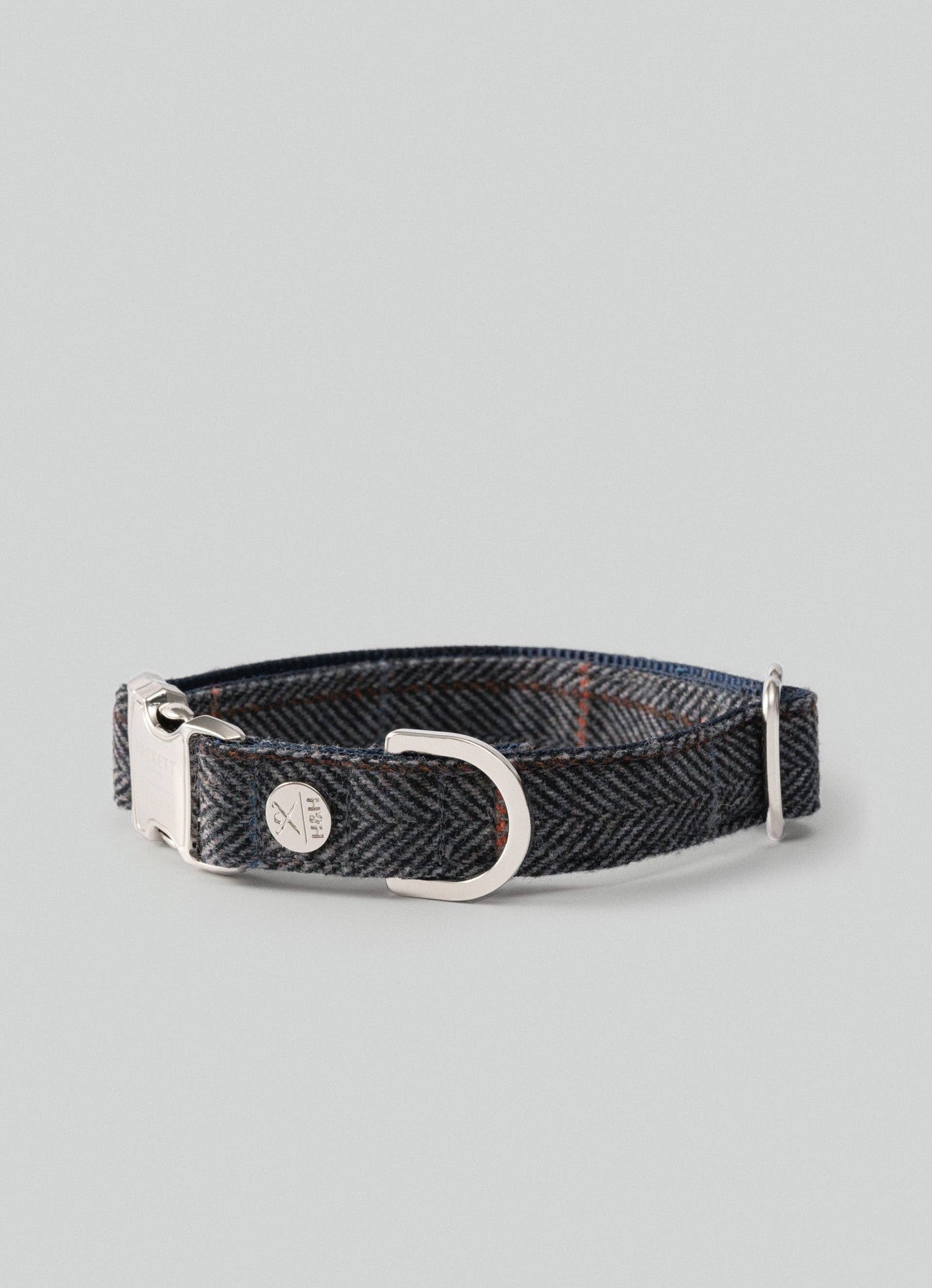 Hugo & Hudson - Hackett x Hugo Hudson Grey Checked Tweed Dog Collar - L