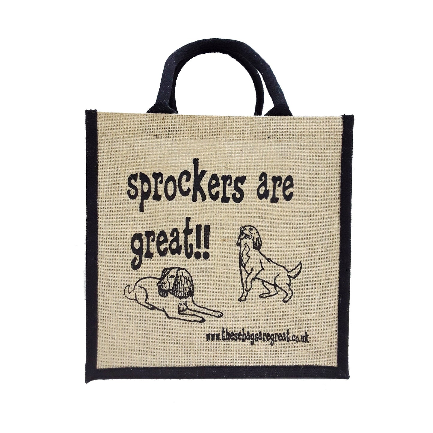 These Bags are Great - Sprockers are Great Bag - Jute Shopping Bag Gift Dog Breed