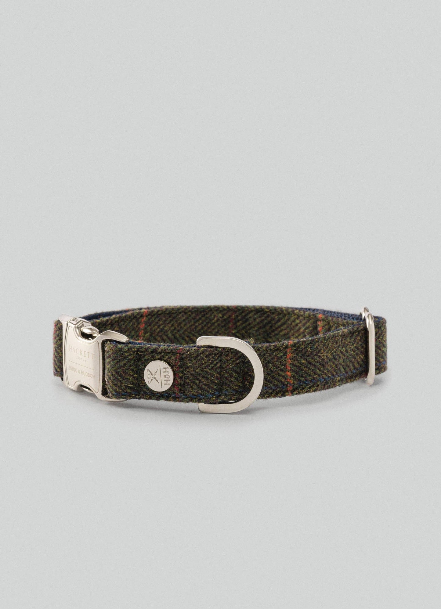 Hugo & Hudson - Hackett x Hugo Hudson Dark Green Checked Tweed Dog Collar - S