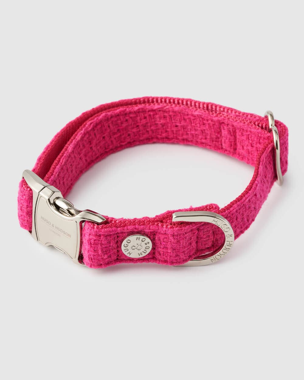 Hugo & Hudson - Pink Luxury Tweed Dog Collar - M
