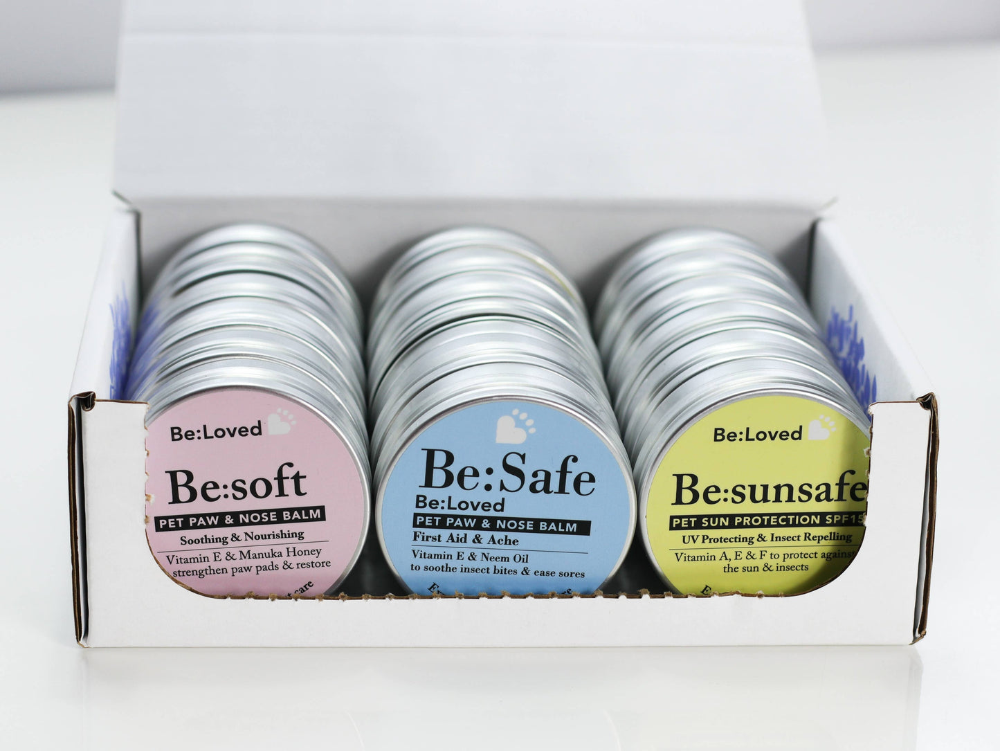 BeLoved, Natural Dog Grooming Products. - Pet Paw & Nose Balms in a Shelf Ready Pack (SRP). 18 Units.