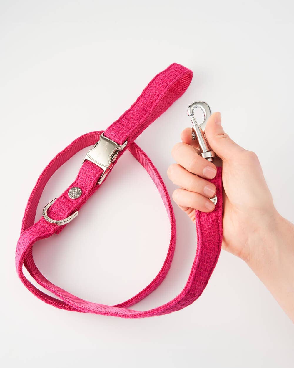 Hugo & Hudson - Pink Luxury Tweed Dog Lead - XS/S