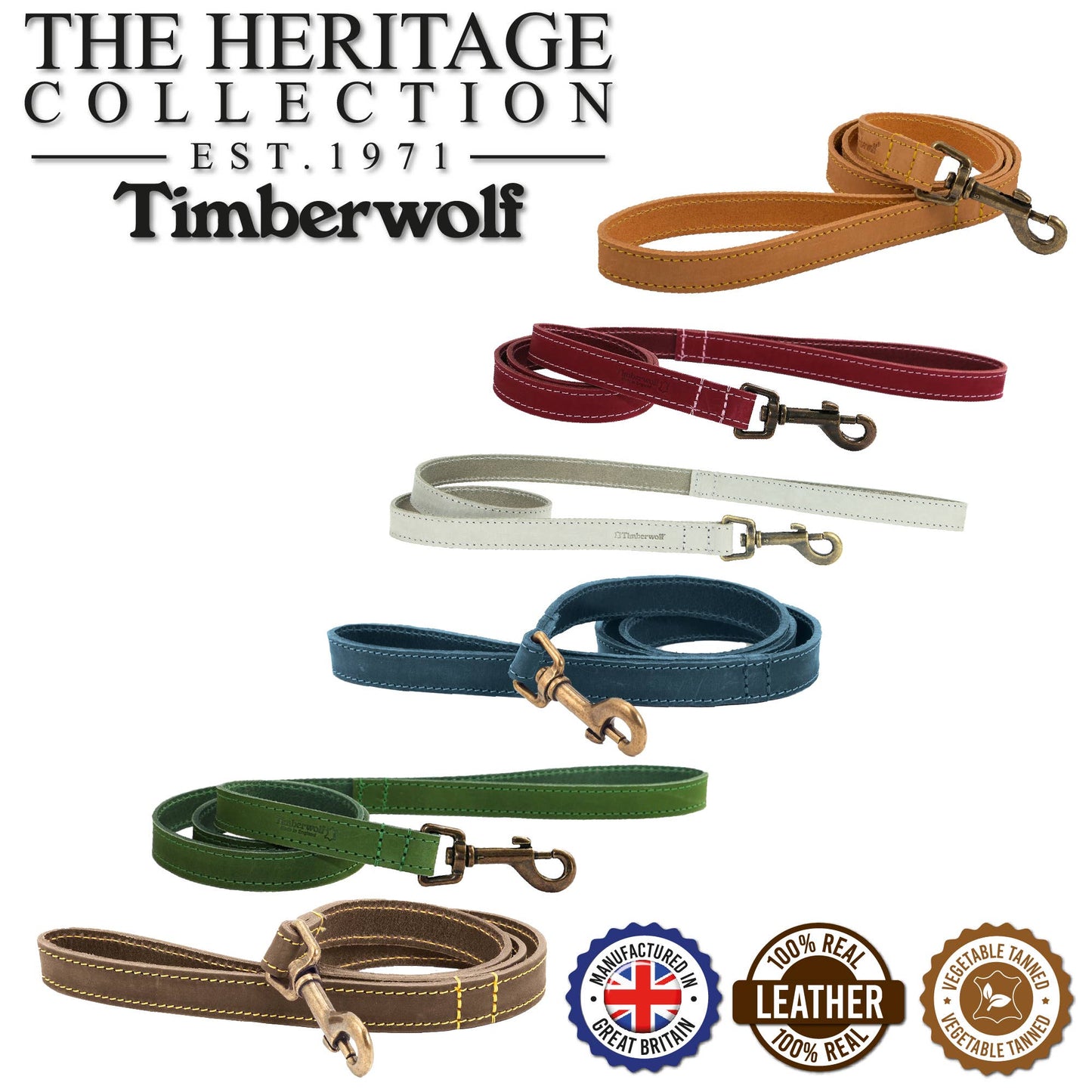 Ancol Pet Products Ltd - Timberwolf Leather Lead - various colours- 1m x 19mm - Blue / 1mx19mm