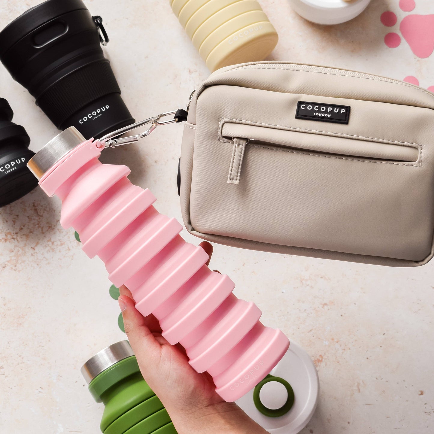 Cocopup London - Collapsible Water Bottle - Pink