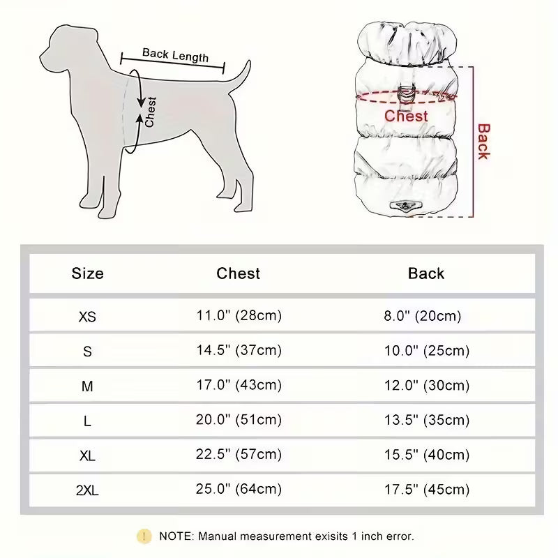 Winter Dog Coat for Small to Medium Dogs - Thermal Insulated Polyester Jacket