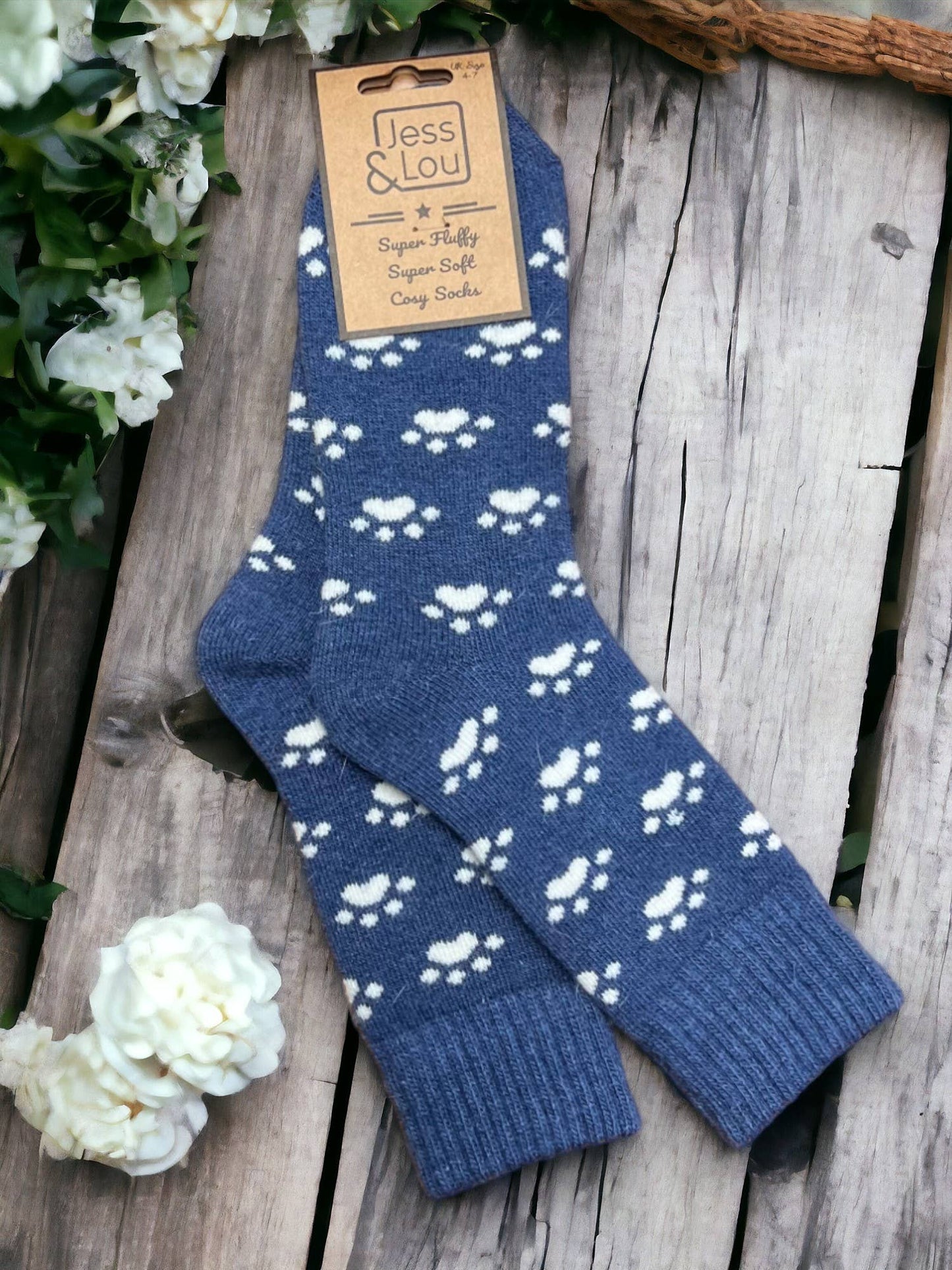 Jess & Lou - Pouncing Paw Ribbed Socks - Pink