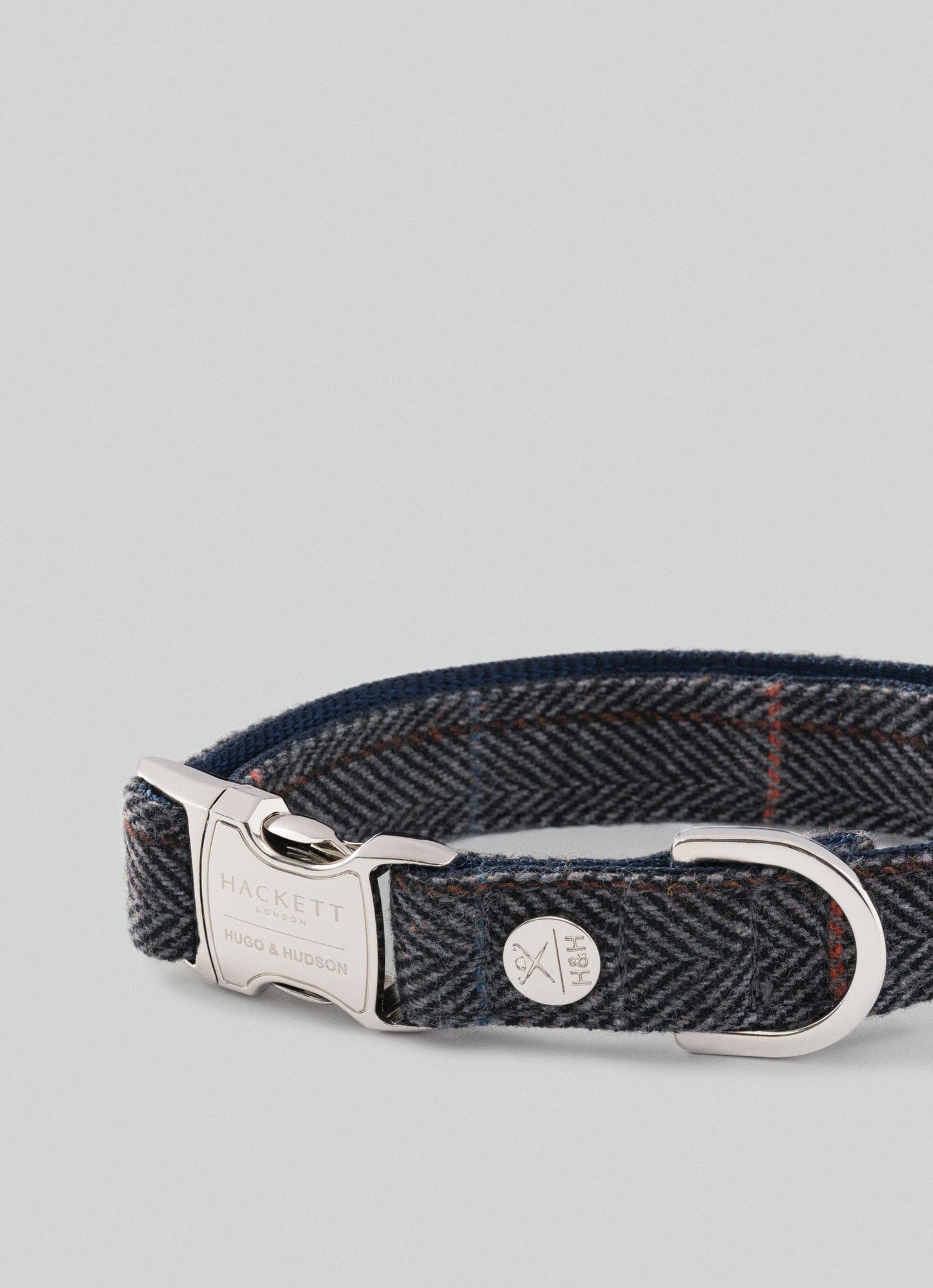 Hugo & Hudson - Hackett x Hugo Hudson Grey Checked Tweed Dog Collar - M