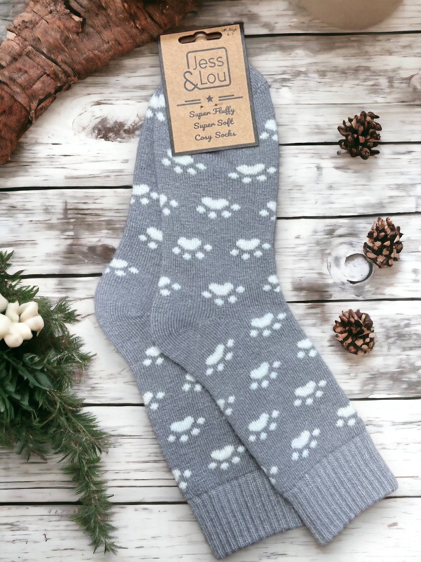 Jess & Lou - Pouncing Paw Ribbed Socks - Pink