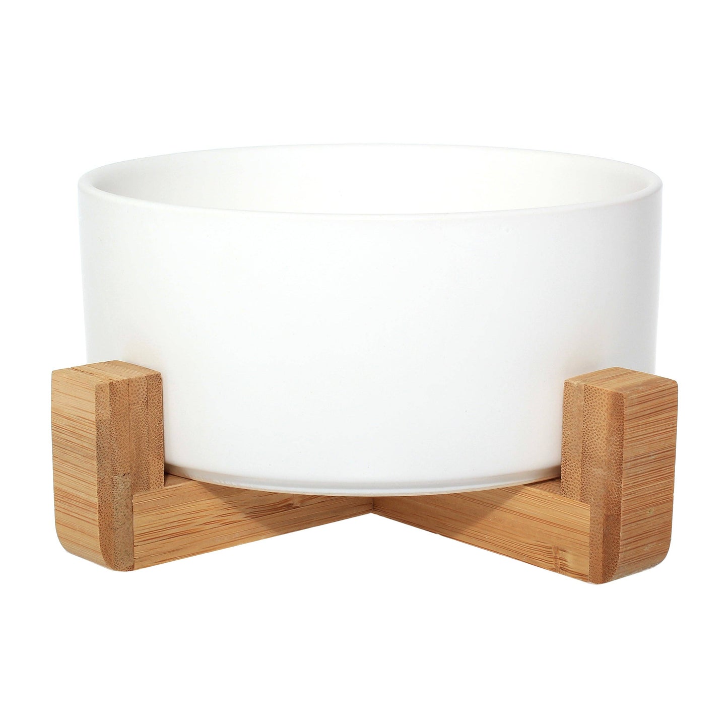 Pet Wiz - Ceramic Bowl with Bamboo Stand for Dogs & Cats - 7 Colours - Marble Effect - Grey