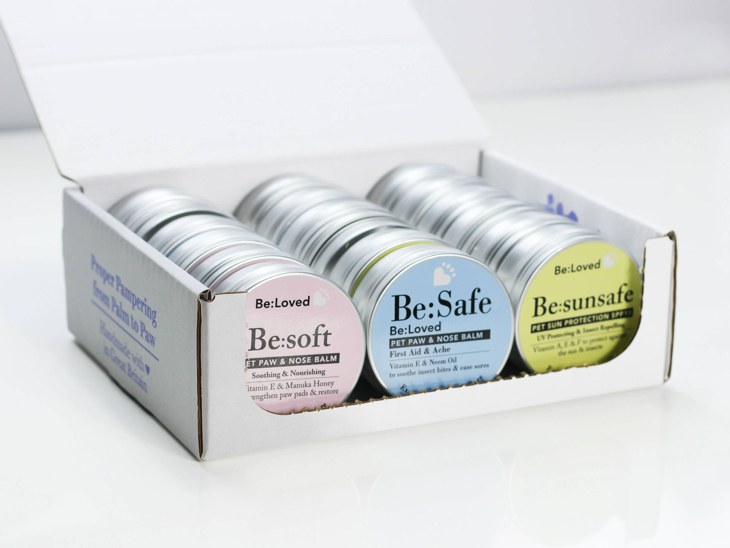 BeLoved, Natural Dog Grooming Products. - Pet Paw & Nose Balms in a Shelf Ready Pack (SRP). 18 Units.
