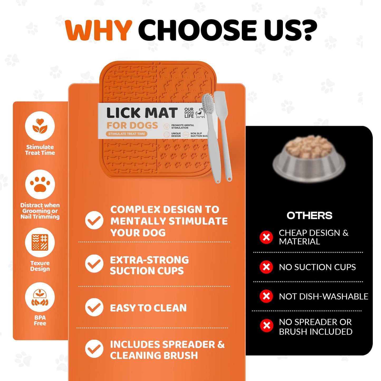 OurPetsLife - Lick Mat For Dogs with Spreader & Brush