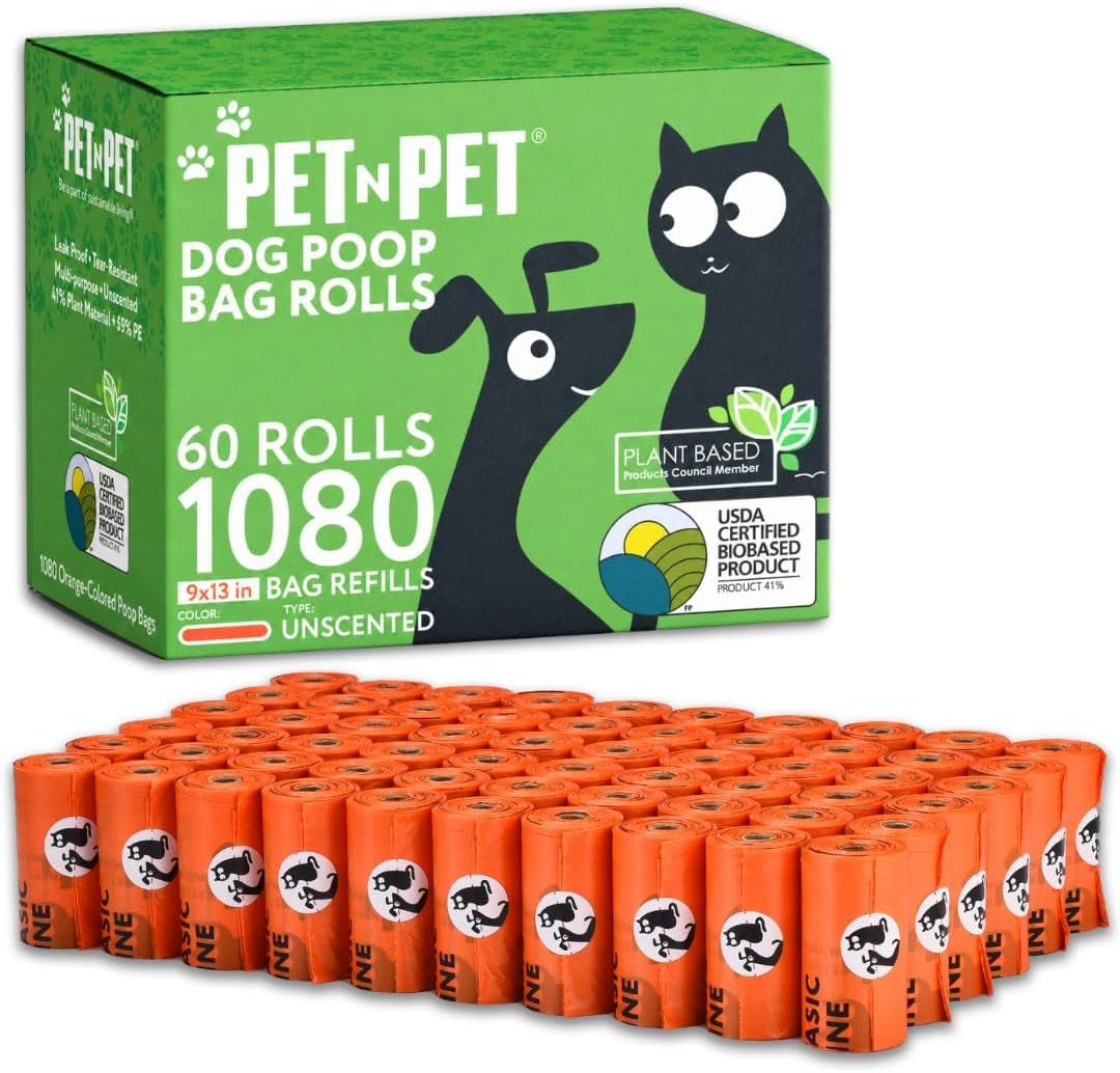 Dog Poop Bag, Leak Proof and Extra Thick, Unscented, Orange