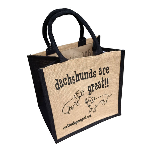 These Bags are Great - Dachshunds (Smooth) are Great Bag - Jute Shopping Bag Gift