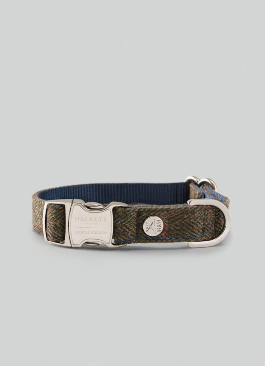 Hugo & Hudson - Hackett x Hugo Hudson Dark Green Checked Tweed Dog Collar - S