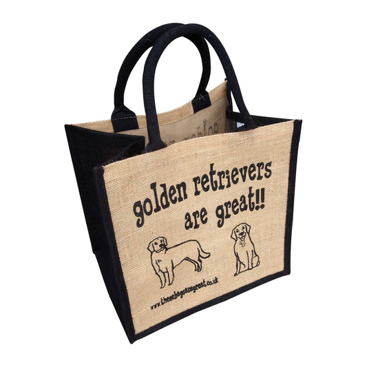 These Bags are Great - Golden Retrievers are Great Bag - Jute Shopping Bag Gift Dog