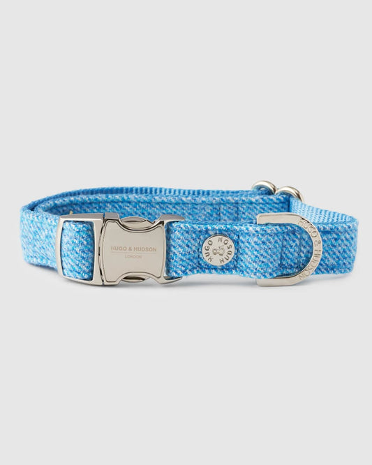 Hugo & Hudson - Blue Luxury Tweed Dog Collar - L