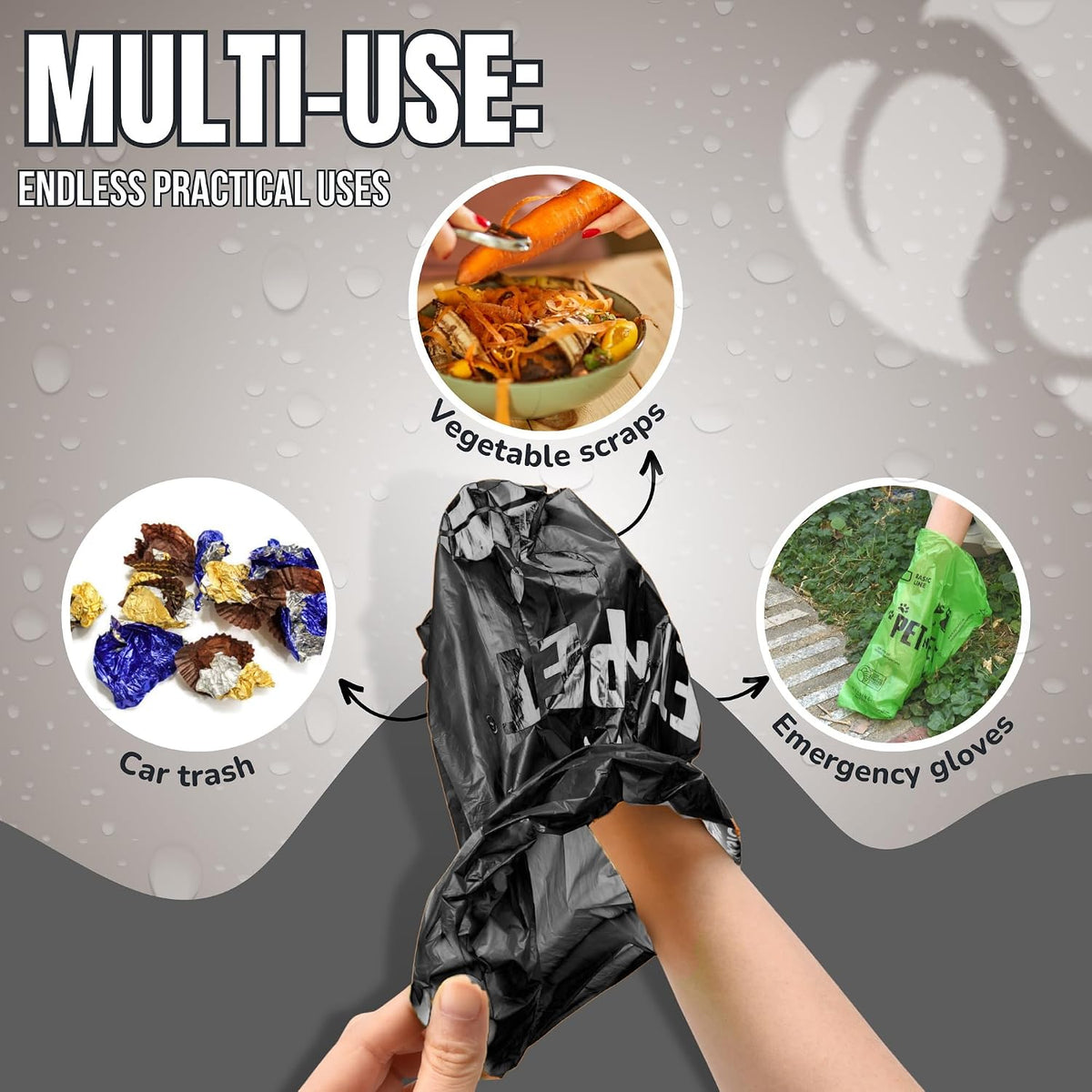 Dog Poop Bag, Leak Proof and Extra Thick, Unscented, Black