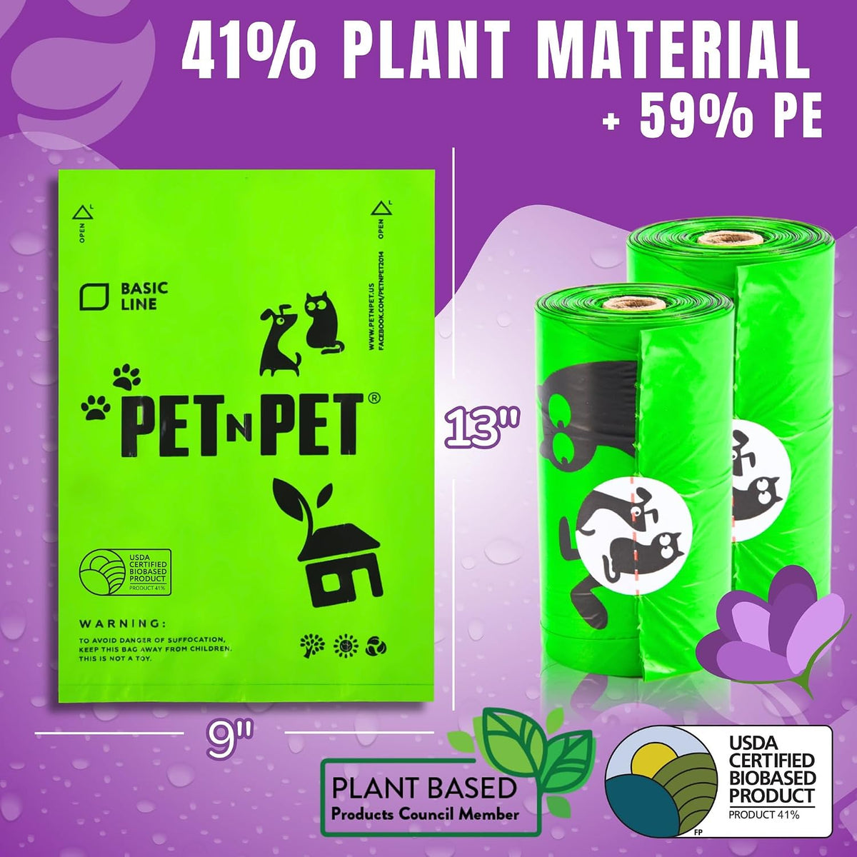 Dog Poop Bag, Leak Proof and Extra Thick, Lavender Scented