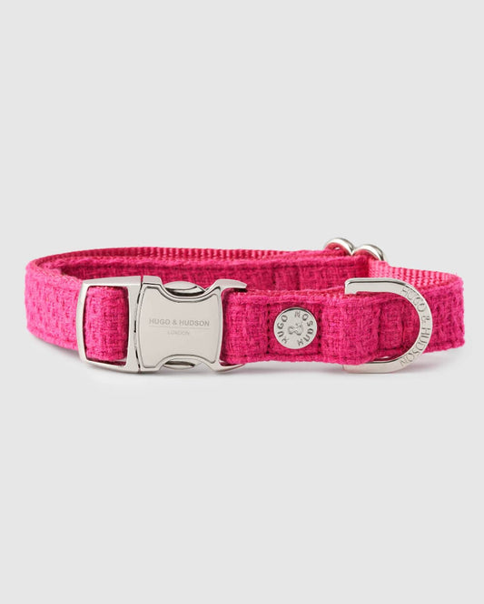 Hugo & Hudson - Pink Luxury Tweed Dog Collar - M