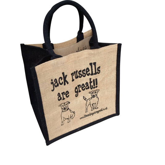 These Bags are Great - Jack Russells are Great Bag - Jute Shopping Bag Gift Dog