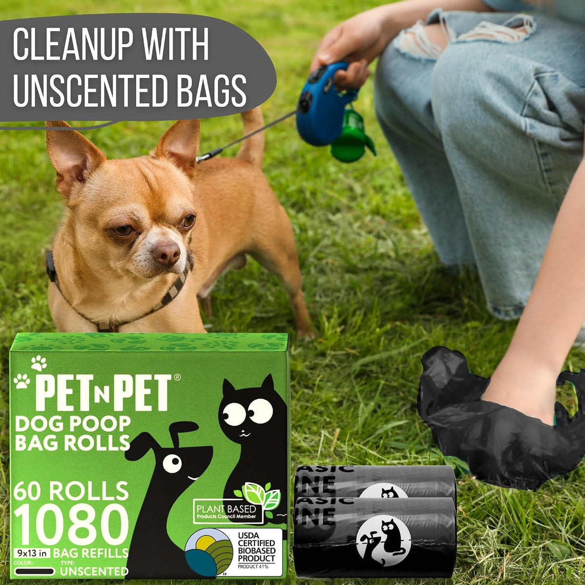 Dog Poop Bag, Leak Proof and Extra Thick, Unscented, Black