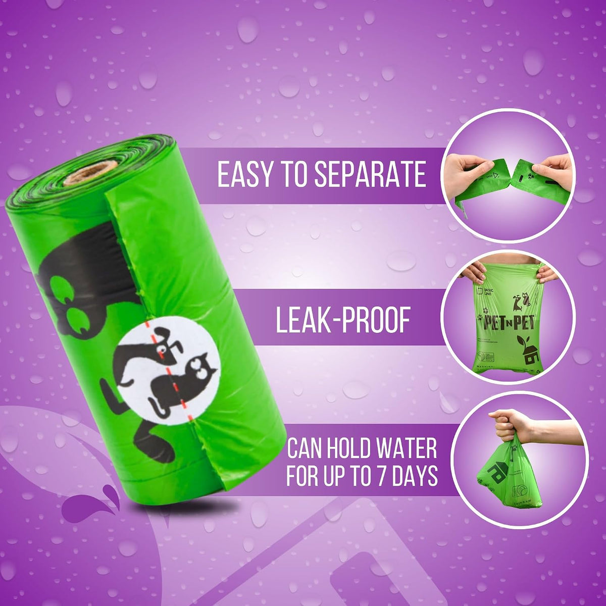 Dog Poop Bag, Leak Proof and Extra Thick, Lavender Scented