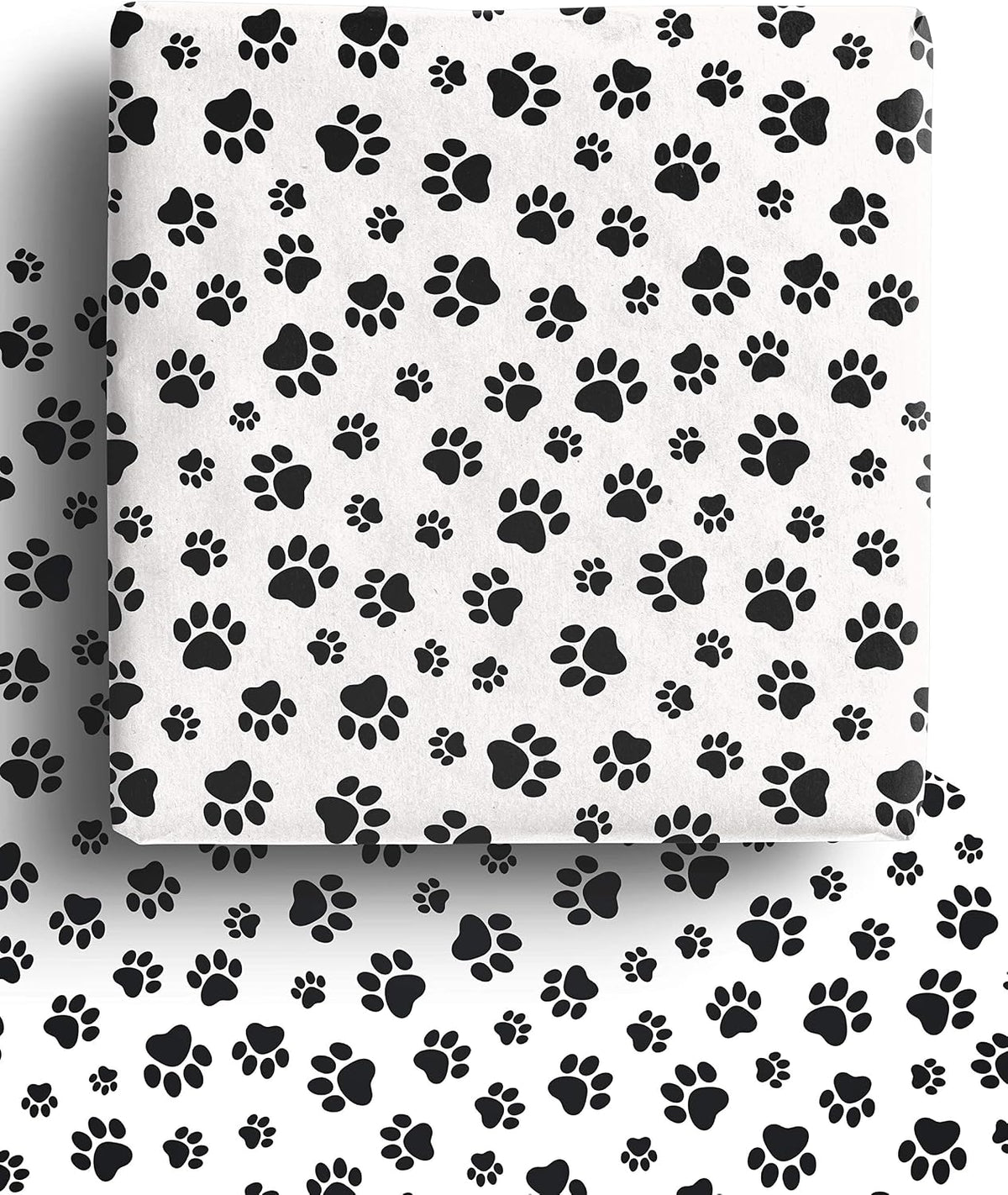 4 X Paw Print Recyclable Wrapping Paper Sheets 70Cm X 50Cm - Premium Gift Wrap for Birthday, Christmas & More - Designed and Made in the UK for Dog, Cat and All Animal Lovers - Pet Safe