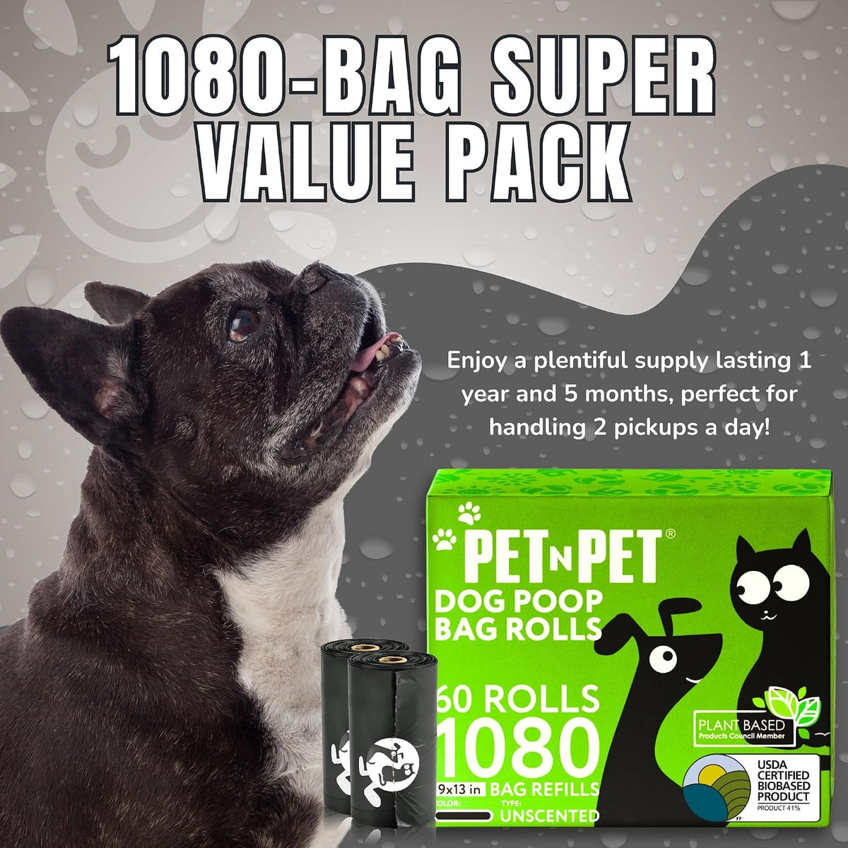 Dog Poop Bag, Leak Proof and Extra Thick, Unscented, Black