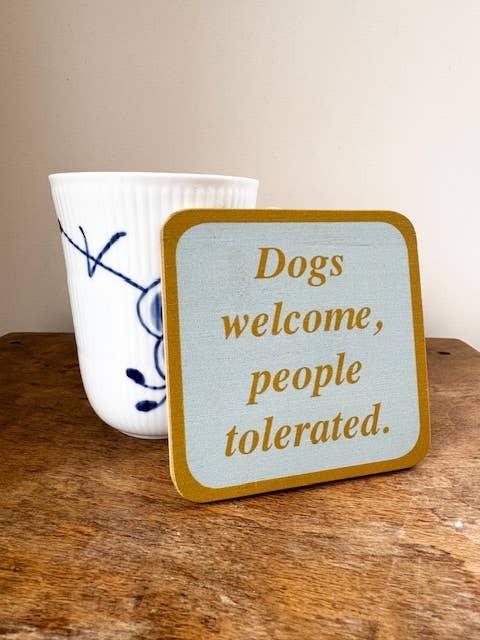 Gifted Wholesale Ltd - Funny Bamboo Coaster - Dogs Welcome, People