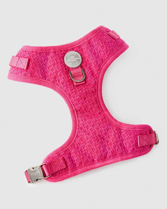 Hugo & Hudson - Pink Luxury Tweed Dog Harness - XS