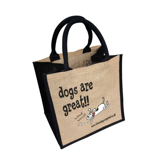 These Bags are Great - Dogs are Great Bag - Jute Shopping Bag Gift Tote Pooch Hound