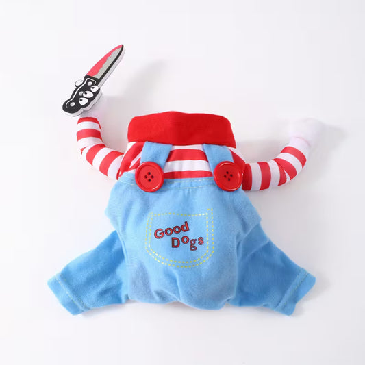 Hilarious and Cute Fun Pet Costume: Dog Outfit with Knife Accessory - Playful Halloween Transformation Dress for Dogs